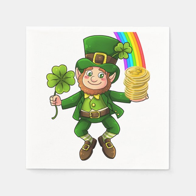 Guardanapo De Papel Lucky Bitmoney Rainbow Leprechaun (Frente)