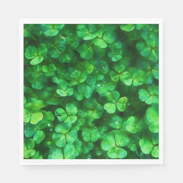 Guardanapo De Papel Lucky Celtic Irish Green Shamrocks (Frente)