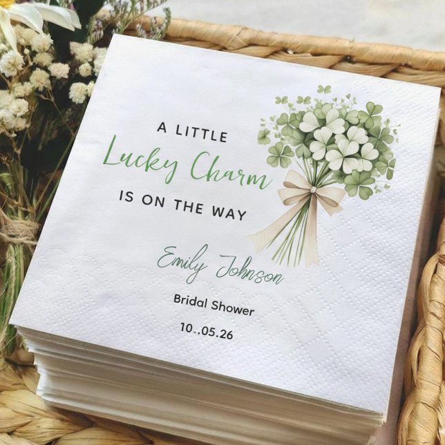Guardanapo De Papel Lucky Charm Bridal Shower Party Napkins Greenery (Criador carregado)