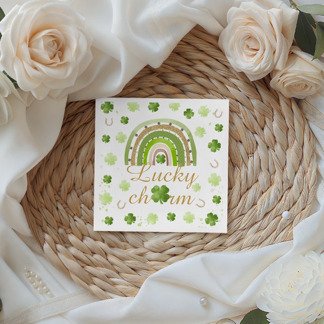Guardanapo De Papel Lucky Charm Shamrock Baby Shower Napkin (Criador carregado)