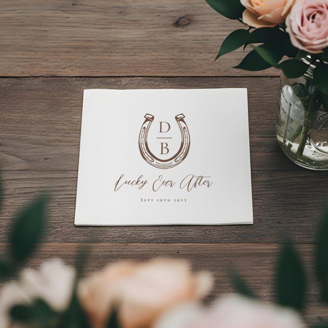 Guardanapo De Papel Lucky Ever After Classy Horseshoe Monogram Wedding (Lucky Ever After Classy Horseshoe Monogram Wedding Napkins)