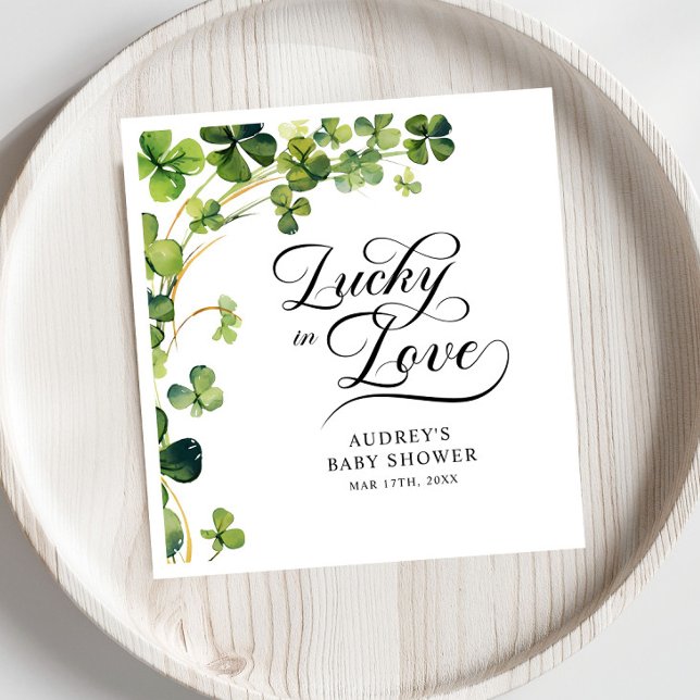 Guardanapo De Papel Lucky in Love Bridal Shower Green Shamrock  (Criador carregado)