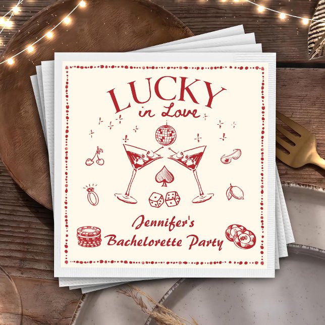Guardanapo De Papel Lucky In Love Cocktails Festa de solteira Napkins (Criador carregado)