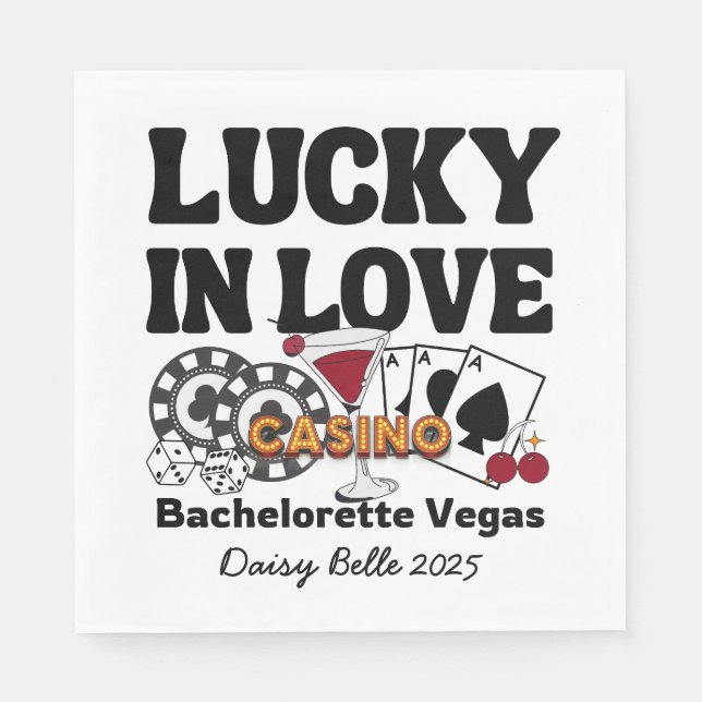 Guardanapo De Papel Lucky In Love Vegas Bachelorette (Frente)