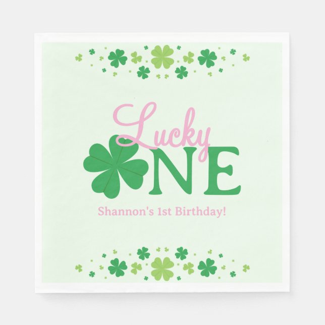 Guardanapo De Papel Lucky One First 1st Birthday Party (Frente)