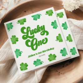 Guardanapo De Papel Lucky One Green Shamrock Clover 1st Birthday Party
