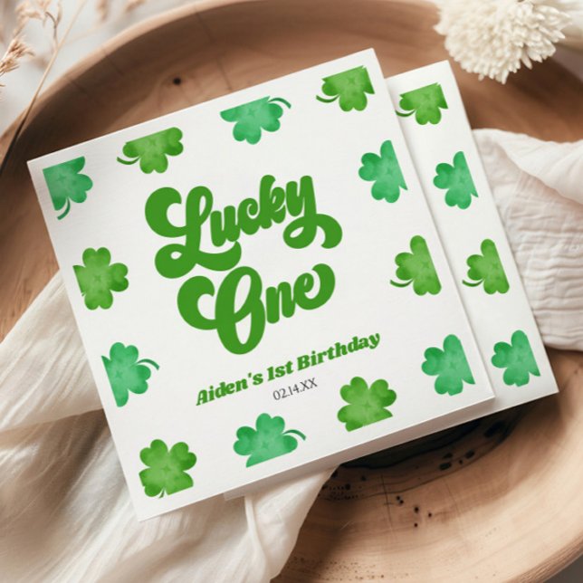 Guardanapo De Papel Lucky One Green Shamrock Clover 1st Birthday Party (Criador carregado)