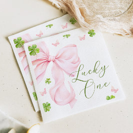 Guardanapo De Papel Lucky One Pink Bow 1st Birthday