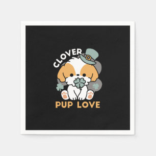 Guardanapo De Papel Lucky Pup com Clover - Rua. Presente no Dia de Pat