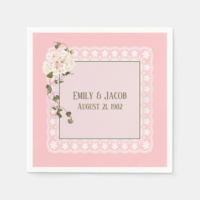 Guardanapo De Papel Lugar Branco do Aniversário Sobre o Blush (Frente)