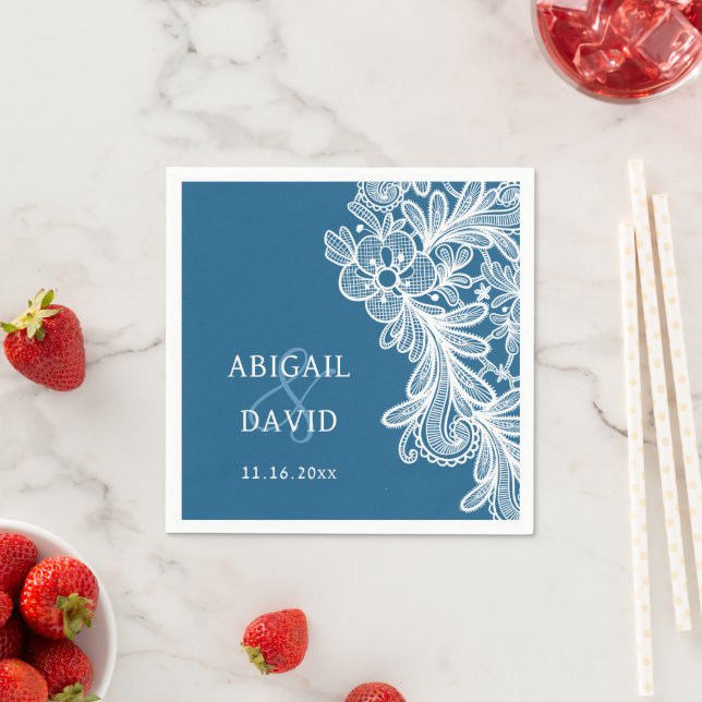 Guardanapo De Papel Lugar Branco sobre Casamento Azul (Insitu)