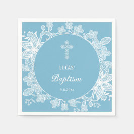 Guardanapo De Papel Lugar Branco sobre o Batismo Azul Pastel