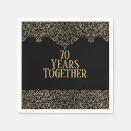 Guardanapo De Papel Lugar Dourado Do 70 Aniversário Em Black Napkins