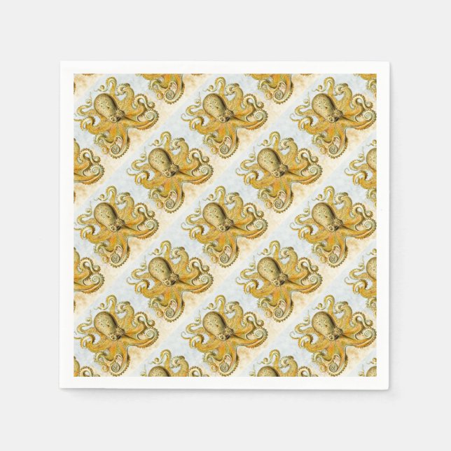 Guardanapo De Papel Lula Cracônica de Octopus Náutico Pintada (Frente)