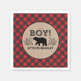 Guardanapo De Papel Lumberjack Bear Baby Boy Chá Napkin