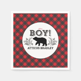 Guardanapo De Papel Lumberjack Bear Baby Boy Chá Napkin