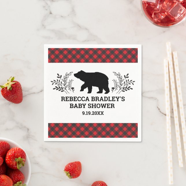 Guardanapo De Papel Lumberjack Bear Chá de fraldas Napkin (Insitu)