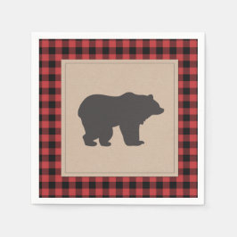 Guardanapo De Papel Lumberjack Paper Napkin Red Black Xadrez com verif