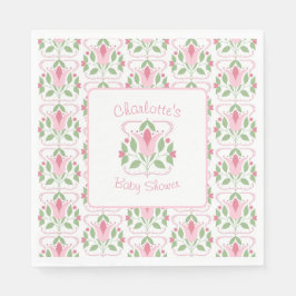 Guardanapo De Papel Lunchedo Chá de fraldas de arte rosa