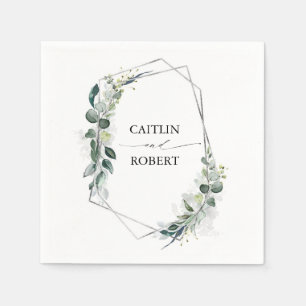 Guardanapo De Papel Lush Greenery e Eucalyptus Foliage Geométrico