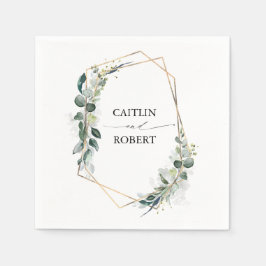 Guardanapo De Papel Lush Greenery e Eucalyptus Foliage Geométrico