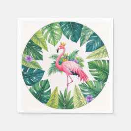 Guardanapo De Papel Lush Leafy | Tropical de Flamingo Rosa Elegante