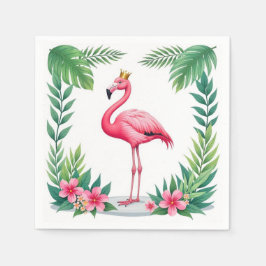 Guardanapo De Papel Lush Leafy | Tropical de Flamingo Rosa Elegante