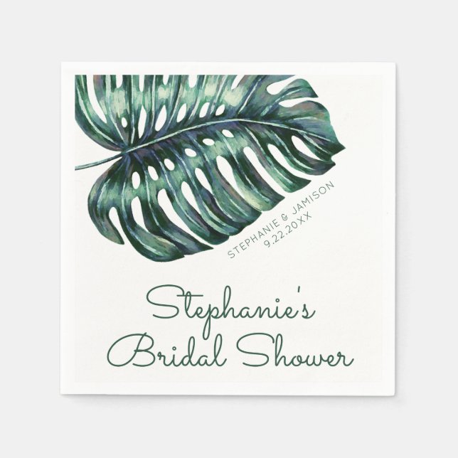 Guardanapo De Papel Lush Tropical Monstera Leaf Greenery (Frente)