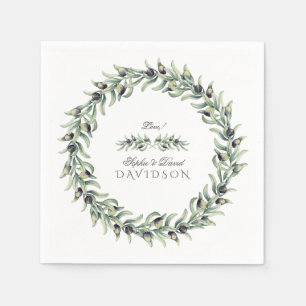 Guardanapo De Papel Lush Watercolor Olive Branches Wreath Casamento