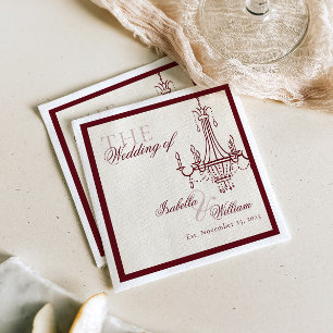 Guardanapo De Papel Lustre de casamento Old Money vermelho escuro de l