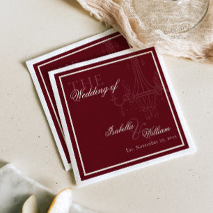 Guardanapo De Papel Lustre de casamento Old Money vermelho escuro de l