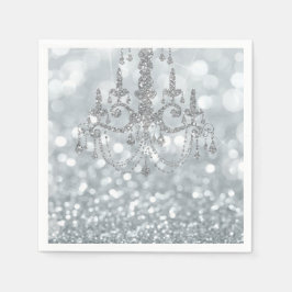 Guardanapo De Papel Lustre Prateado Branco Bokeh Glamour Aranha Brilho