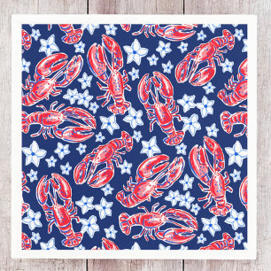 Guardanapo De Papel Lustre Preppy Flor de Lagosta Vermelho Marinho Pad