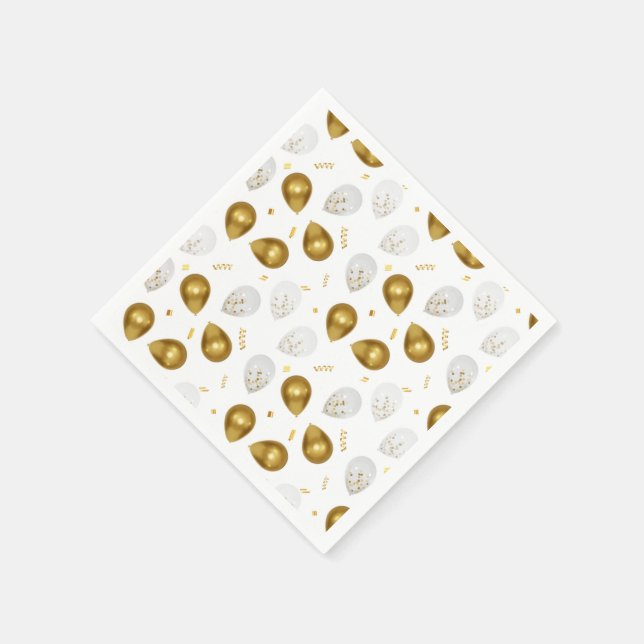 Guardanapo De Papel Luxe Ouro Balões e Confetti Napkins (Canto)