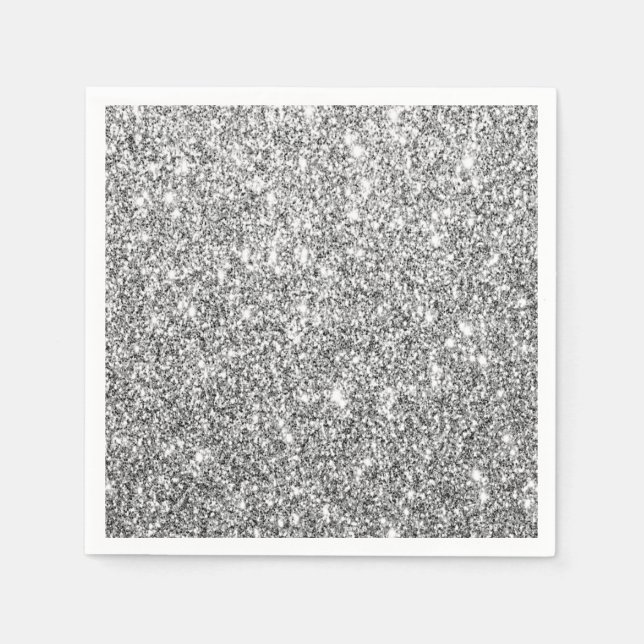 Guardanapo De Papel Luxe Silver Glitter Party Paper Napkin (Frente)