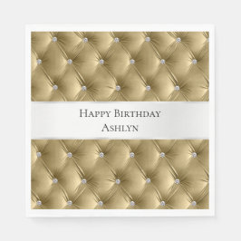 Guardanapo De Papel Luxo Glam Bege Dourado Faux Veludo