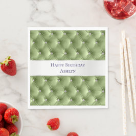 Guardanapo De Papel Luxo Glam Verde Sage Faux Veludo