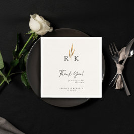Guardanapo De Papel Luxuoso Agradecimento de Noivado com Monograma Flo