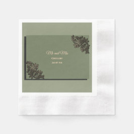 Guardanapo De Papel Luxúria Moderna Sábio Verde e ouro metálico clássi