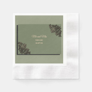 Guardanapo De Papel Luxúria Moderna Sábio Verde e ouro metálico clássi