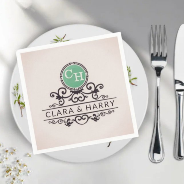 Guardanapo De Papel Luxury Calligraphic Elegant Monogram Minimal (Criador carregado)