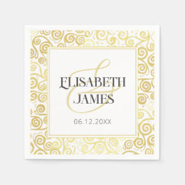 Guardanapo De Papel Luxury Chic Winter White E Dourado Casamento