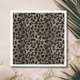 Guardanapo De Papel Luxury Glitter Brown Black Gold Leopard Pattern