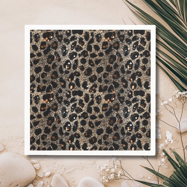 Guardanapo De Papel Luxury Glitter Brown Black Gold Leopard Pattern (Criador carregado)