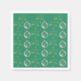 Guardanapo De Papel Luxury Green and Gold Bauble Christmas