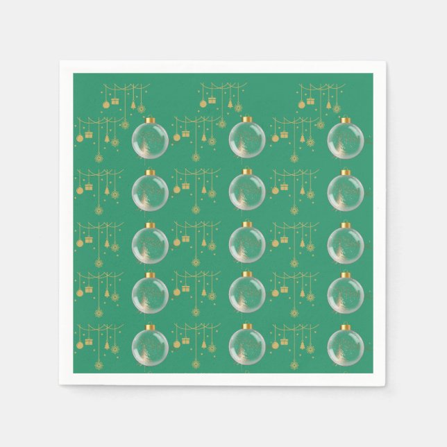 Guardanapo De Papel Luxury Green and Gold Bauble Christmas (Frente)