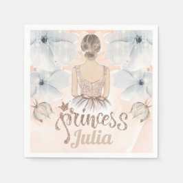 Guardanapo De Papel Luxury Princesa Birthday Beige glitter