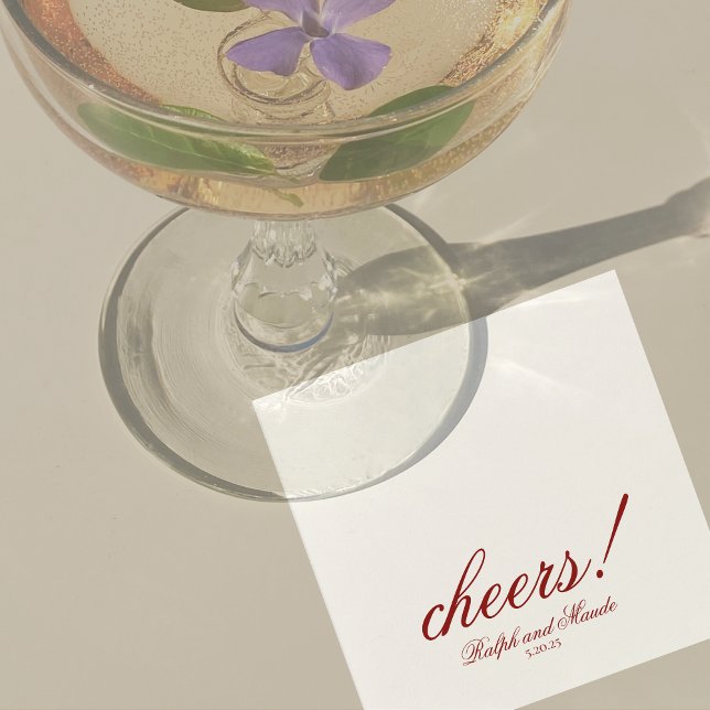 Guardanapo De Papel Luxury Red Cheers Elegant Personalized Wedding (Luxury Classic Red Wedding Suite Theme with options to personalize for your special day.)