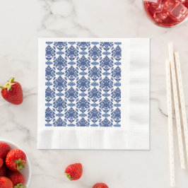 Guardanapo De Papel Luxury Royal Blue and White Baroque Floral Pattern