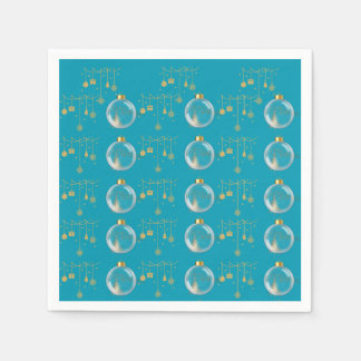 Guardanapo De Papel Luxury Teal Blue & Gold Bauble Christmas